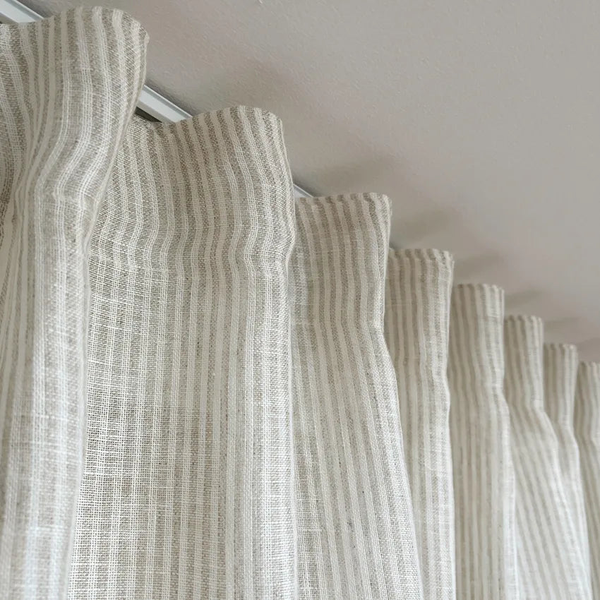 Gardinlängd LAURA 2-pack 140x280cm 100% lin randig natur/offwhite