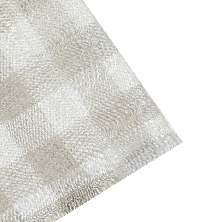 Gardinlängd LISEN 2-pack 140x280cm 100% lin rutig natur/offwhite