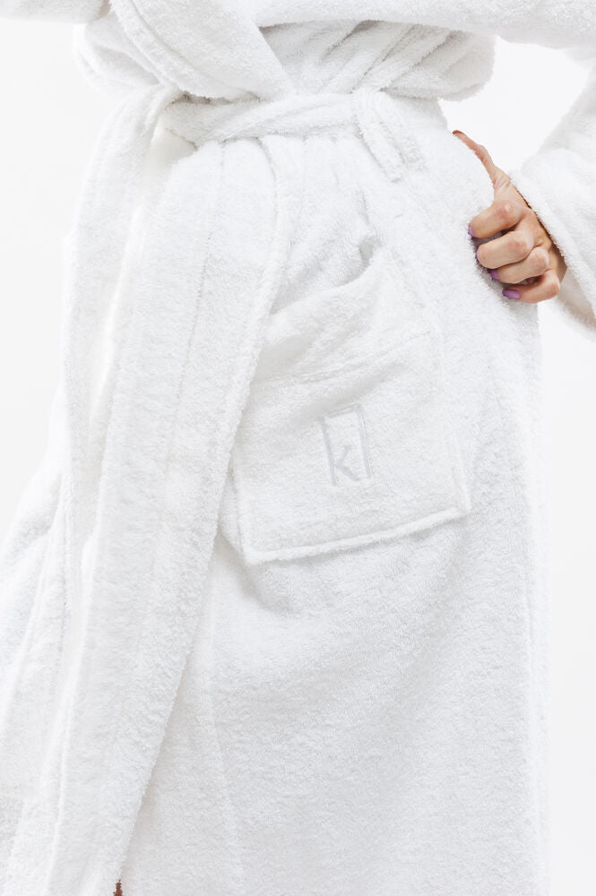 Morgonrock HOODIE med luva vit