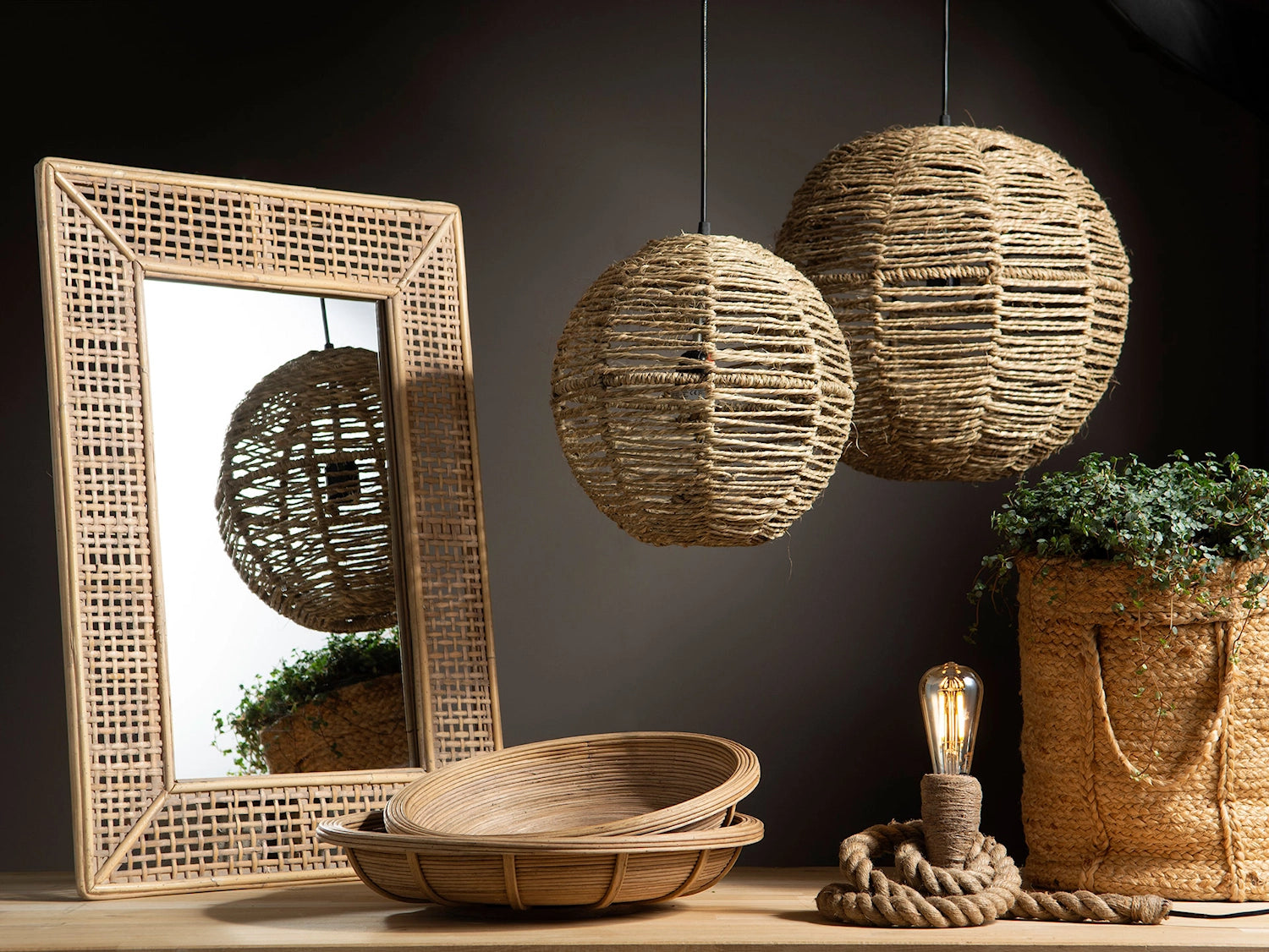 Spegel REKTANGEL bambu 51x2x71cm