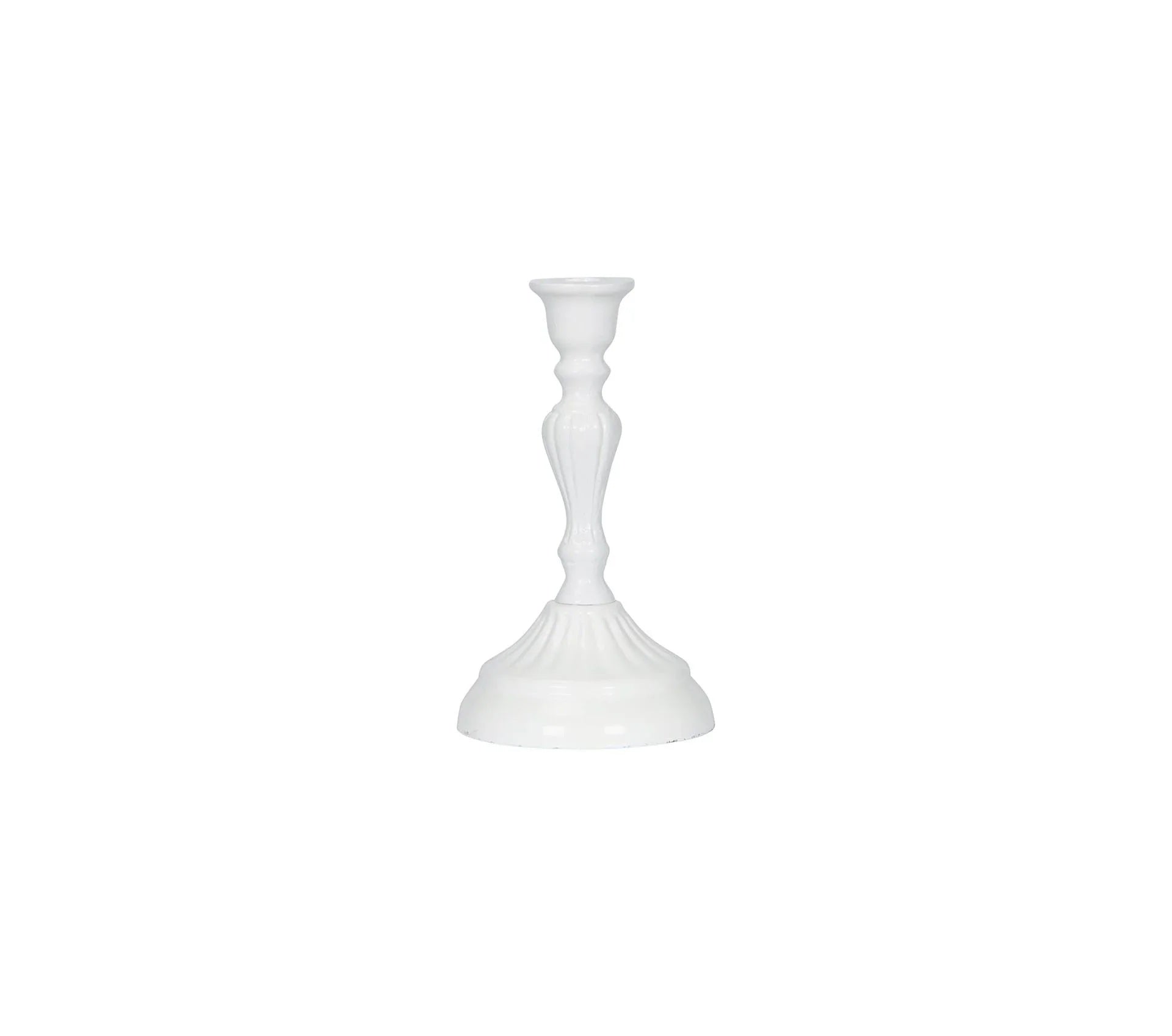 Ljusstake FLOWERY emalj vit