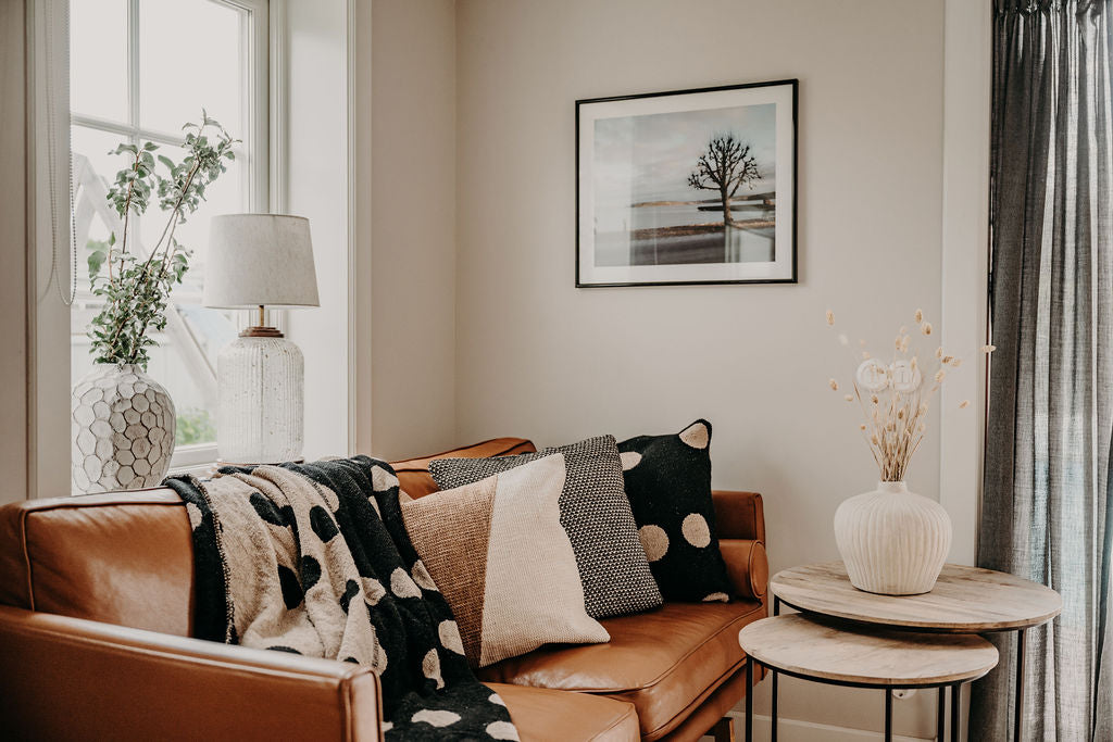 Filt HAPPY svart/beige
