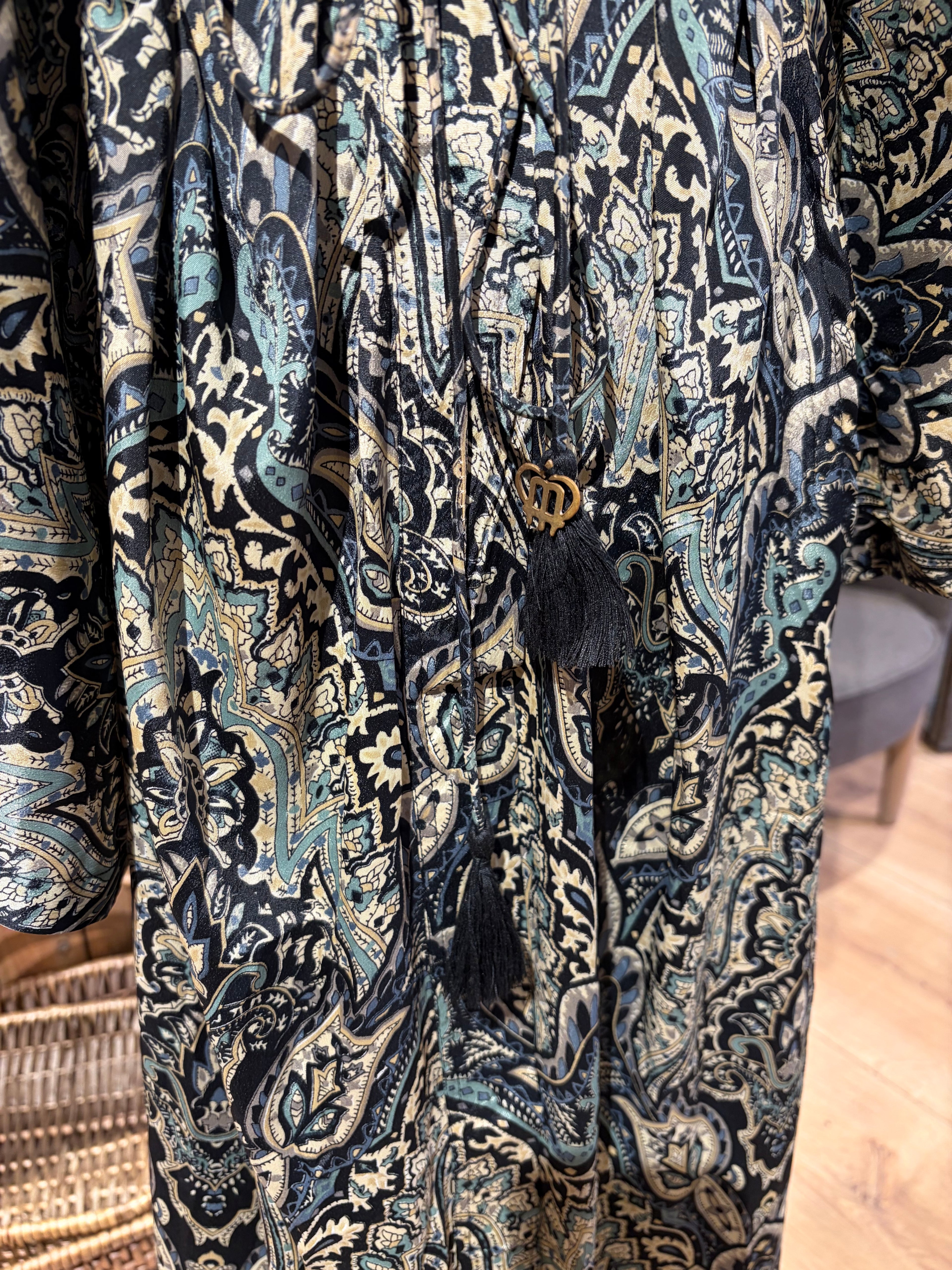 Kimono FAY LÅNG blå paisley