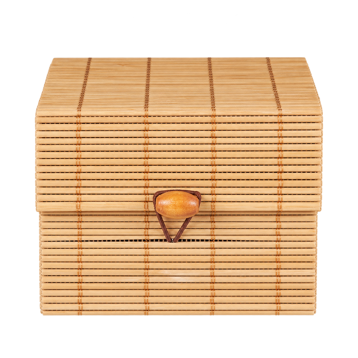 Liten förvaringsbox i bambu med lock, 10 × 10 × 8 cm