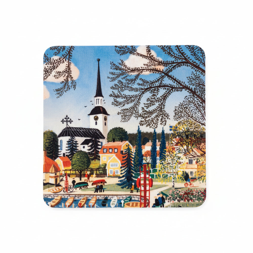Glasunderlägg MARIEFRED SMÅBÅTSHAMNEN Harry Karlsson 4-pack 9x9cm