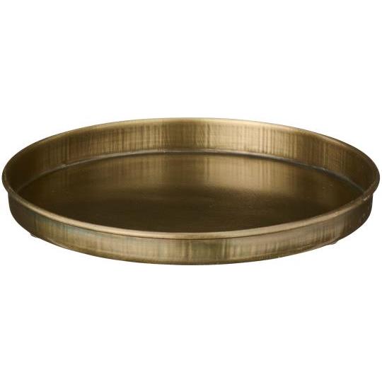 Runt ljusfat i antik mässing med upphöjd kant, diameter 13 cm, från IB Laursen