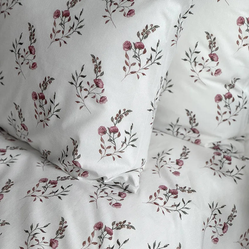 Påslakanset OLIVIA 150x210cm - enkel rosa/vit