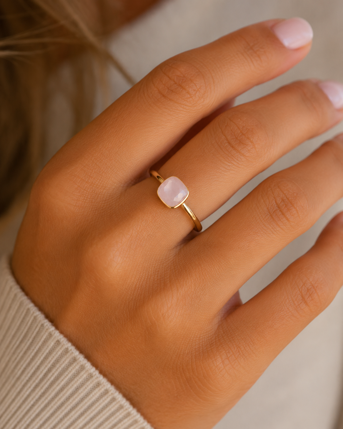 Ring EVELYN rose qvartz guld