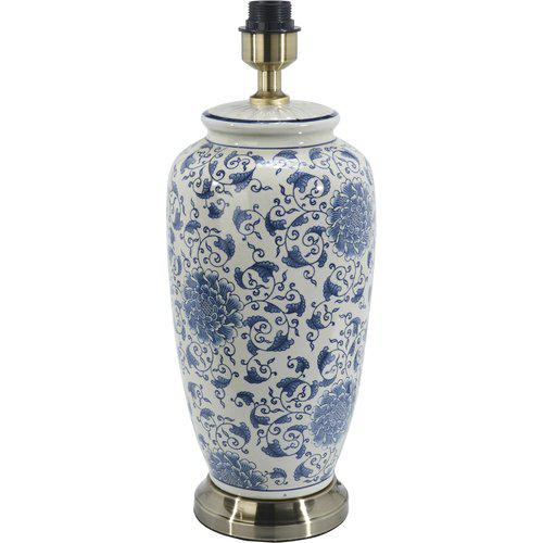Bordslampa LI JING 49cm vit/blå blommönstrad
