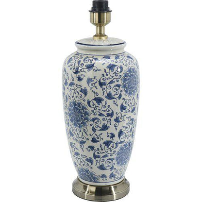 Bordslampa LI JING 49cm vit/blå blommönstrad