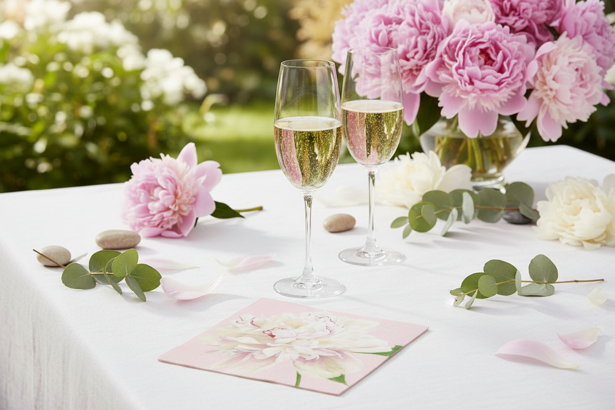 Servett PEONIES BLUSH luncheon