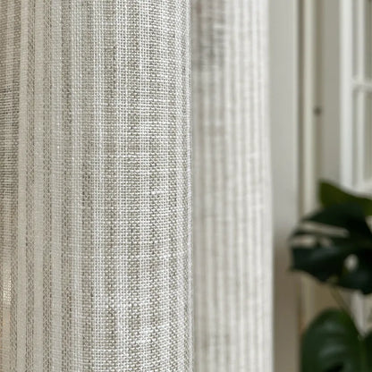 Gardinlängd LAURA 2-pack 140x280cm 100% lin randig natur/offwhite