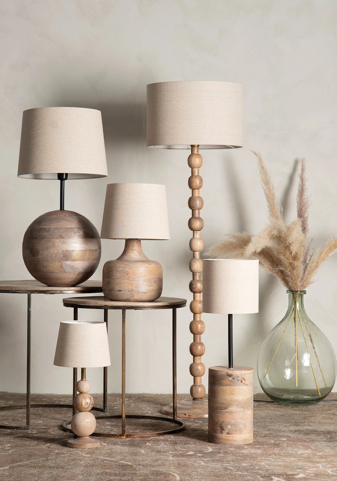 Bordslampa FORM antikträ 30cm inkl. lampskärm