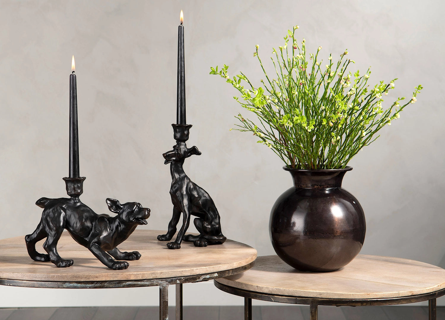 Sideboard RUND ANTIK trä 2-pack