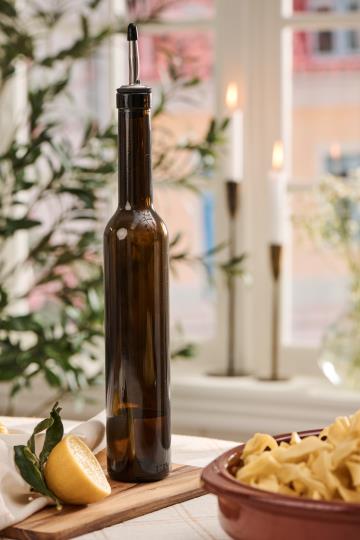 Flaska OLJA med droppkork grönt glas
