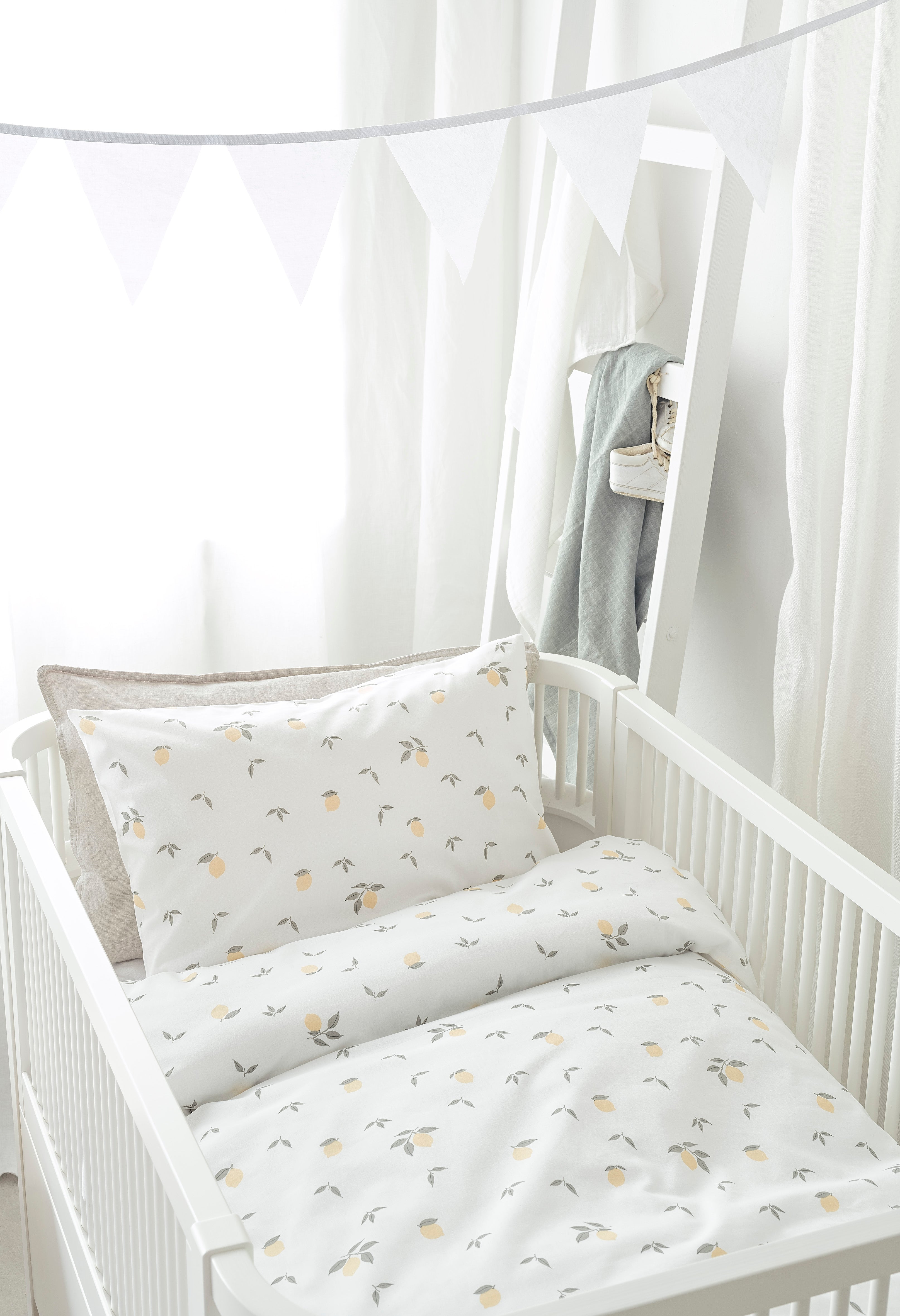 Påslakanset Spjälsäng LEMONS gul