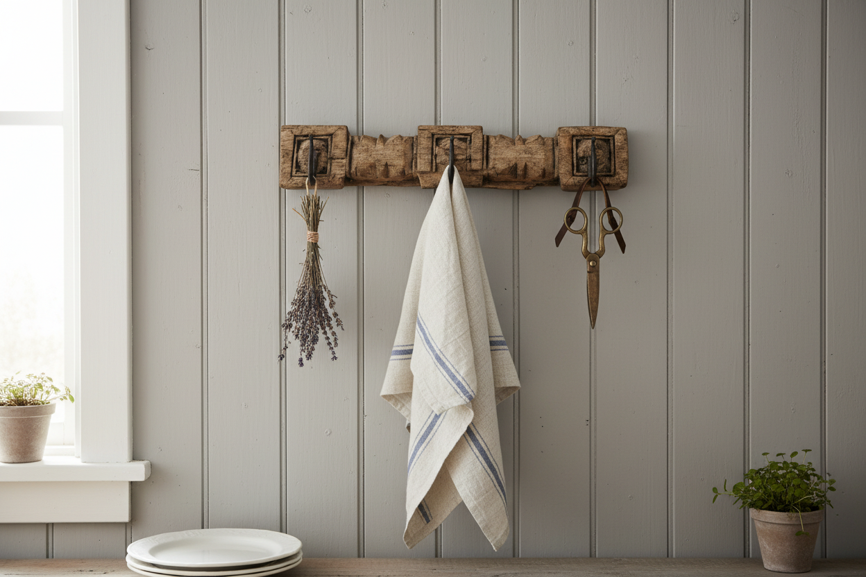 Krokbräda VINTAGE 55x9x4cm 3 krokar