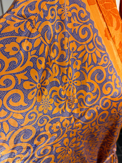 Kimono ORANGE PURPLE FLOWER vintage