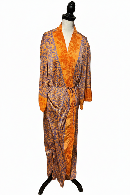 Kimono ORANGE PURPLE FLOWER vintage