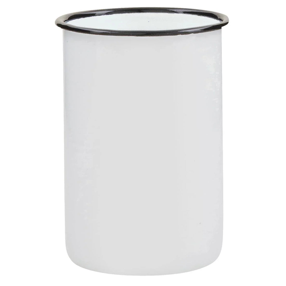 Tandborstmugg EMALJ vit/svart