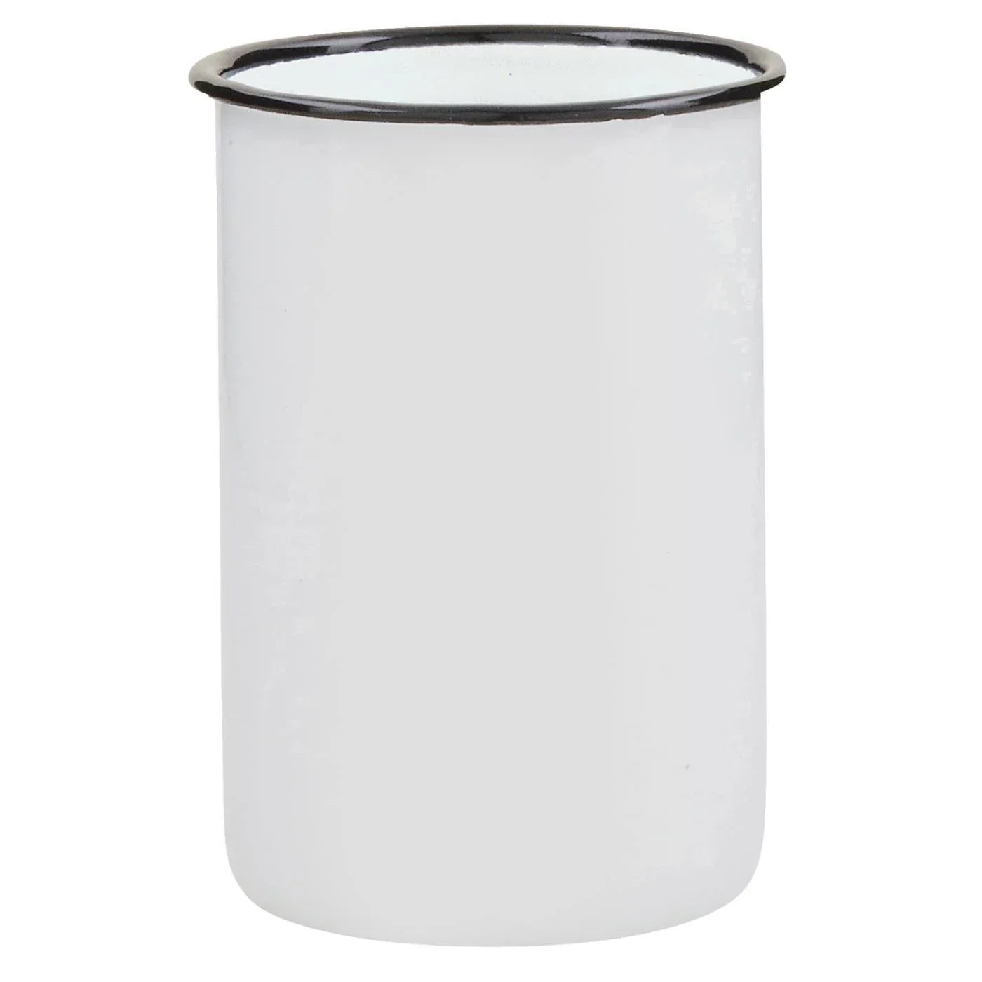 Tandborstmugg EMALJ vit/svart