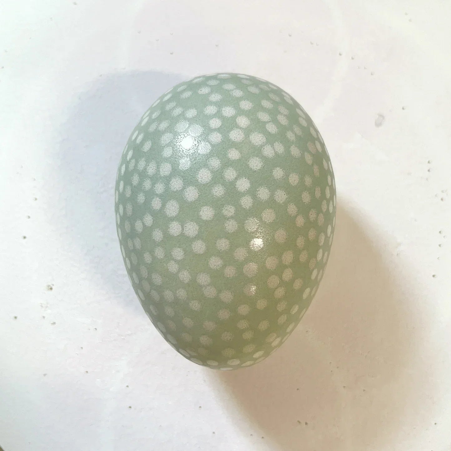 Prydnadsfigur ÄGG, mini, prickigt lav/vit