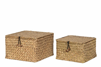 Korg FLÄTA med lock Liten: 10,5x17x17cm