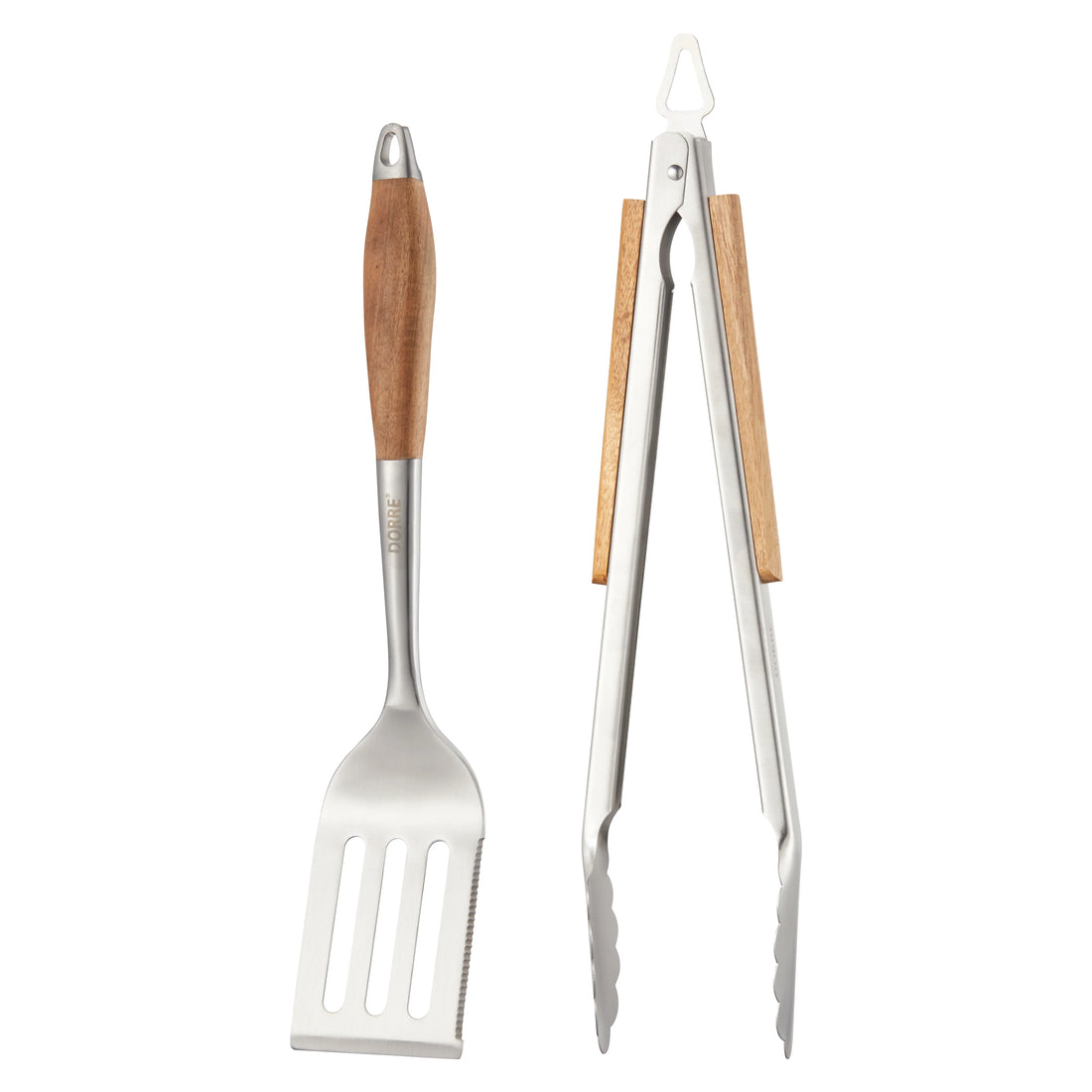 Grillset BBQ tång och stekspade rostfritt/acacia