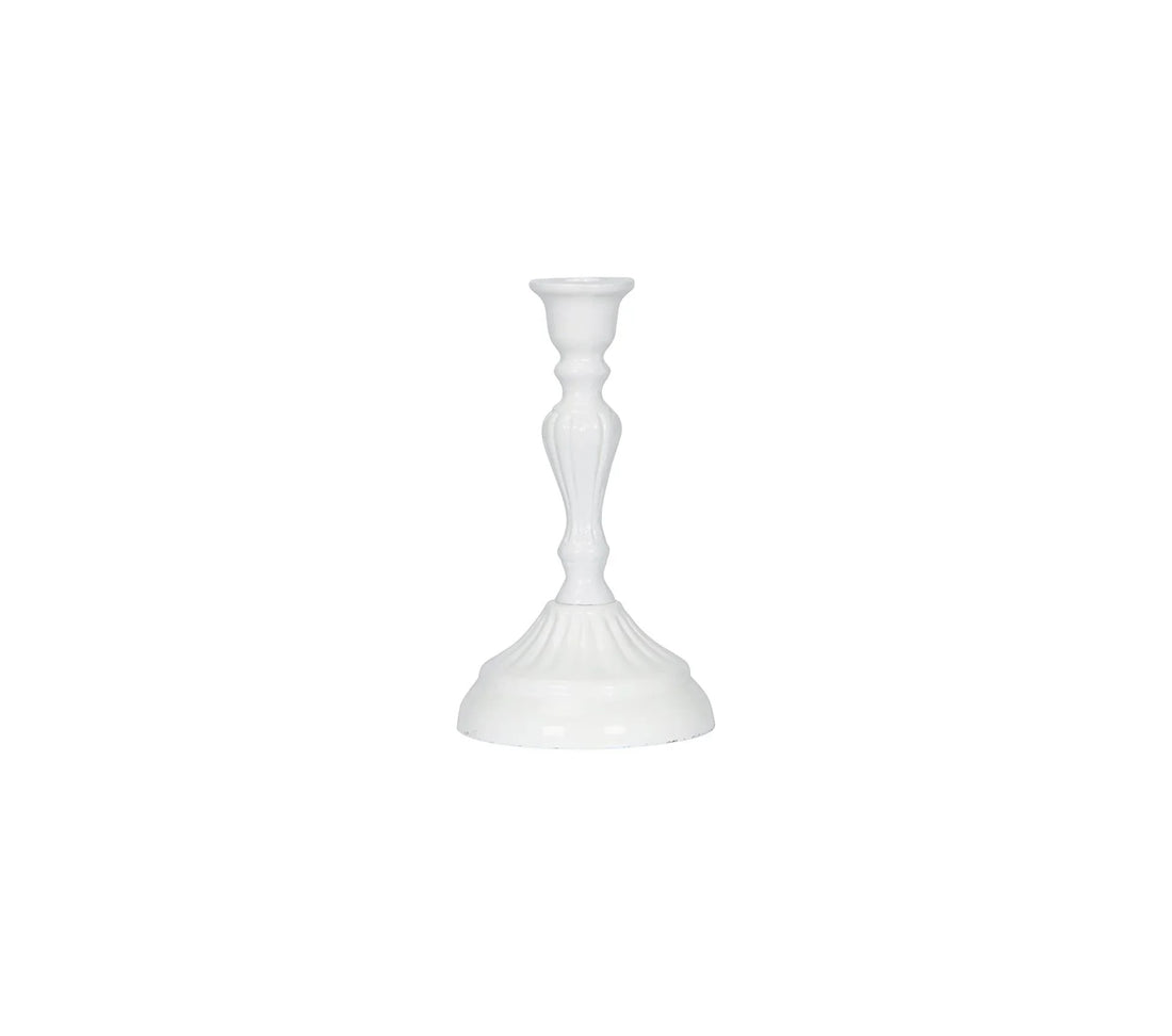 Ljusstake FLOWERY emalj vit