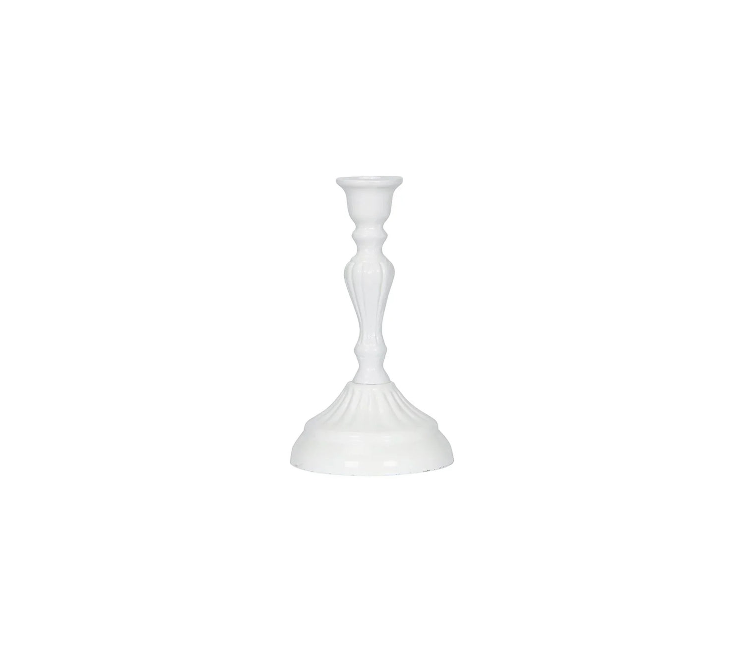 Ljusstake FLOWERY emalj vit