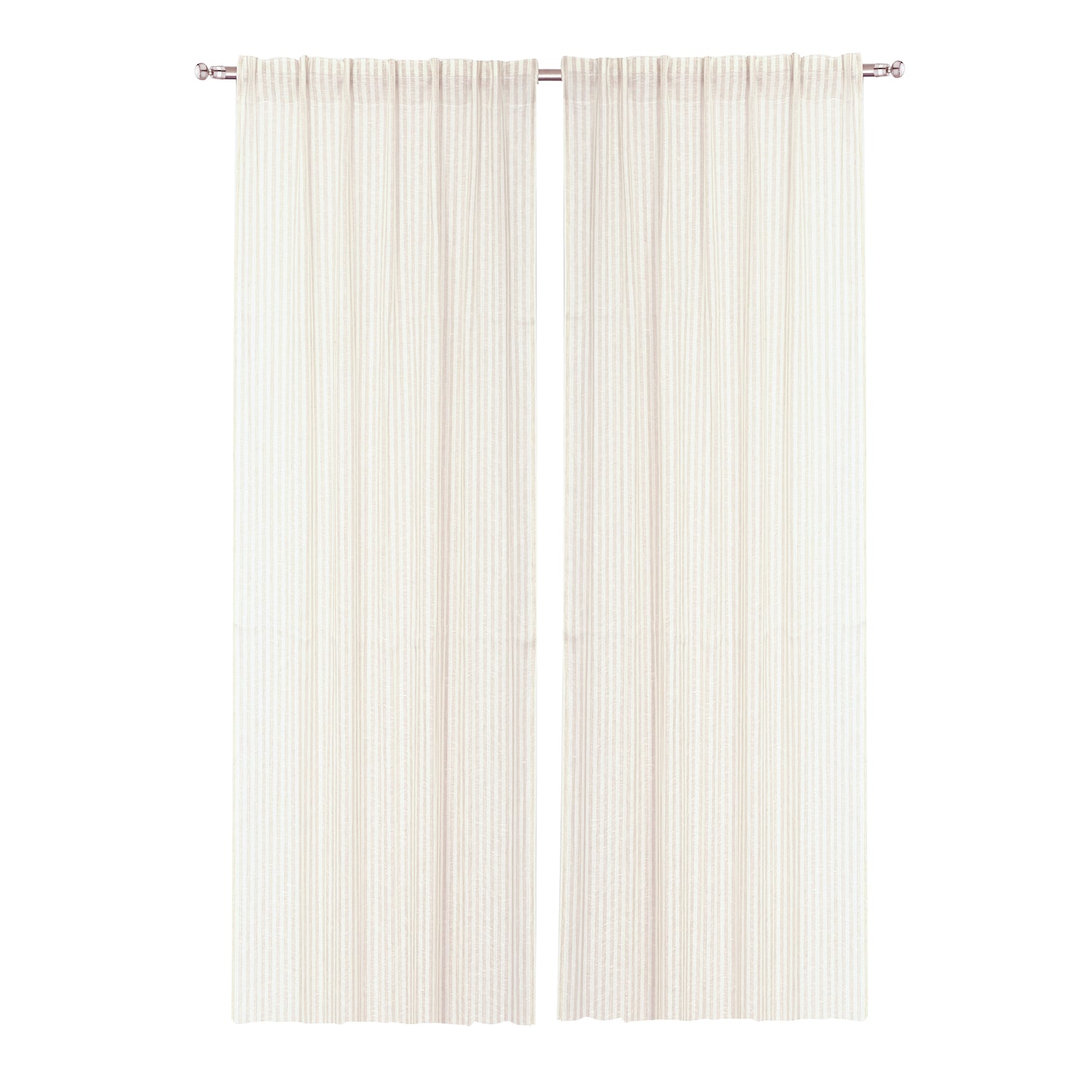Gardinlängd LOTTA 2-pack 140x280cm 100% lin randig natur/offwhite
