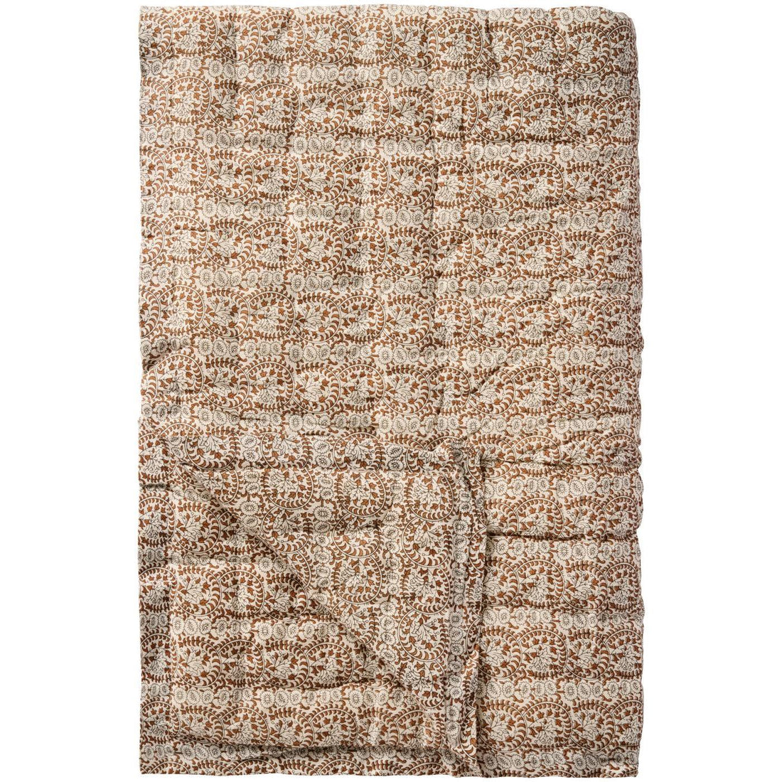 Överkast CHARLOTTE 130x170cm quiltad brun blommönstrad
