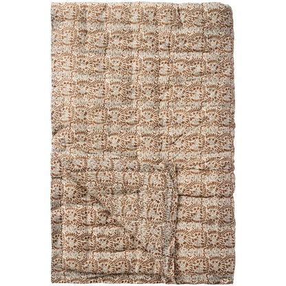 Överkast CHARLOTTE 130x170cm quiltad brun blommönstrad