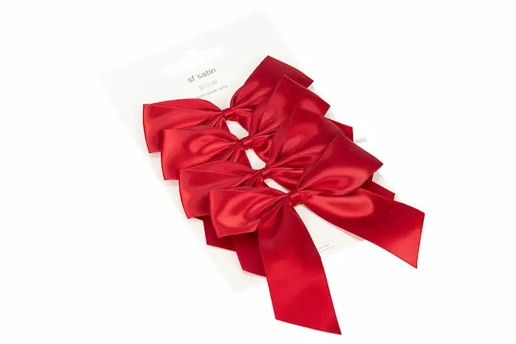 Hänge ROSETT satin röd 4-pack