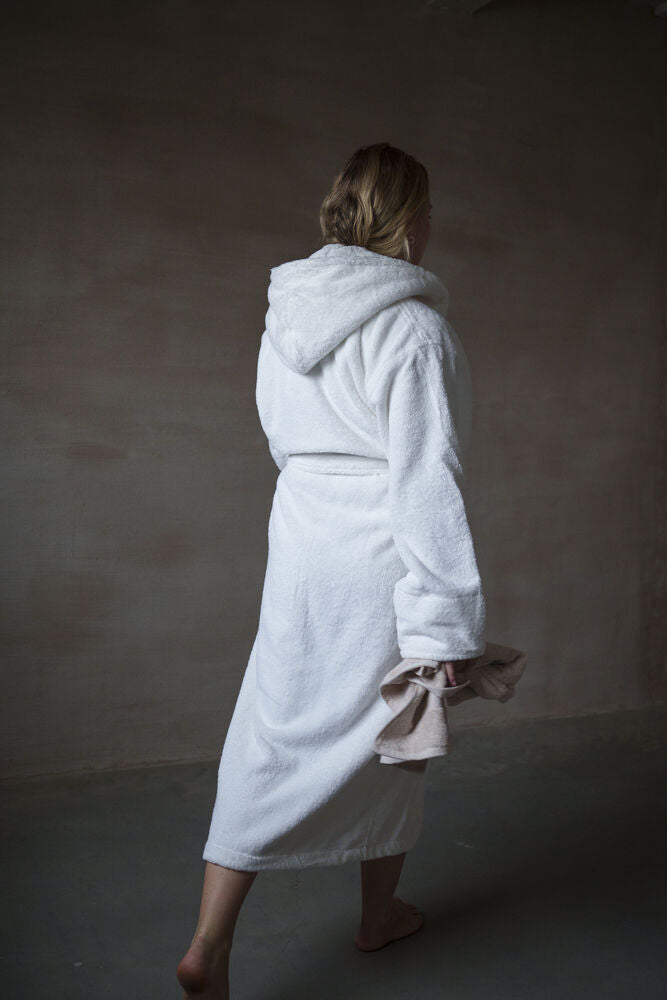 Morgonrock HOODIE med luva vit