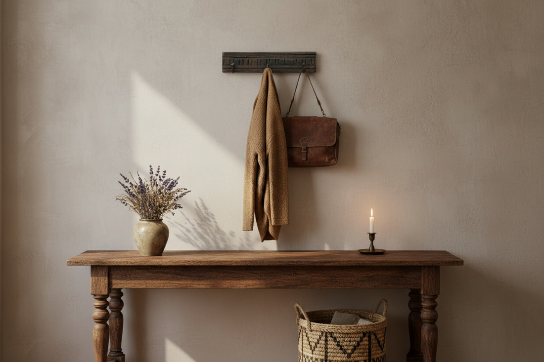 Krokbräda VINTAGE 31,5x7x3cm 3 krokar