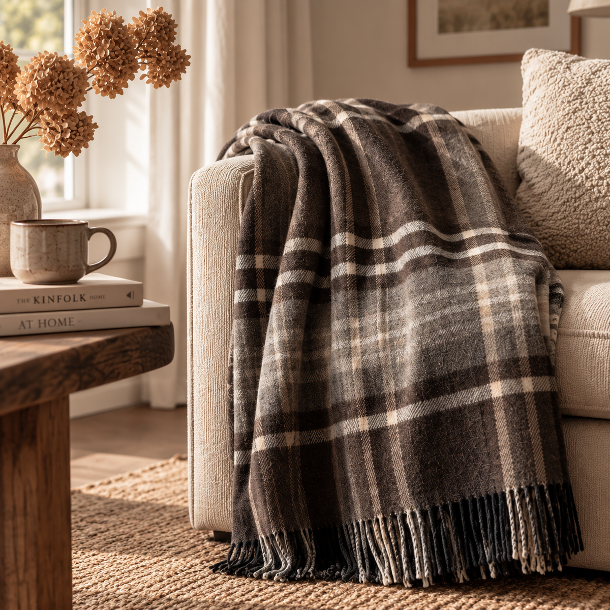 Pläd FINE WINDOW CHECK taupe/melange