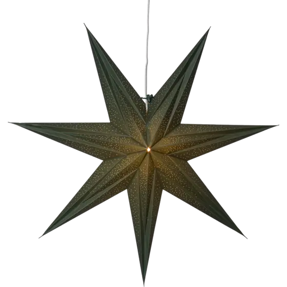 Grön adventsstjärna Holly från Star Trading med långa spetsiga uddar och dekorativt hålmönster, 60 cm.