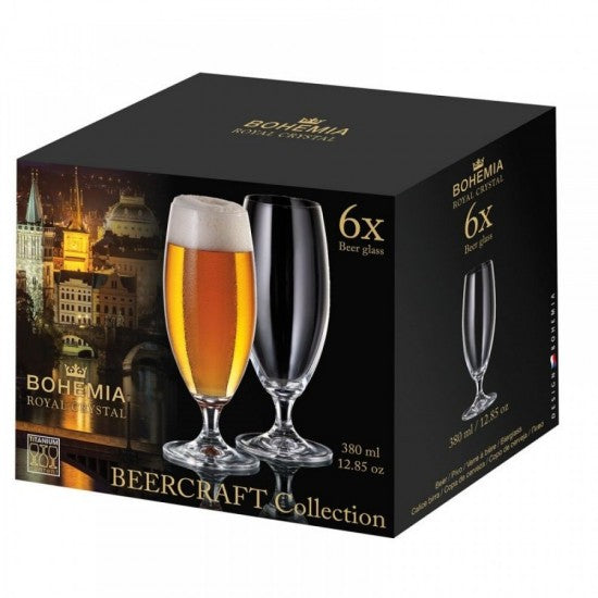 Ölglas BEERCRAFT på fot Bohemia 380ml 6-pack