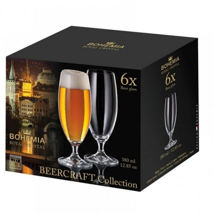 Ölglas BEERCRAFT på fot Bohemia 380ml 6-pack