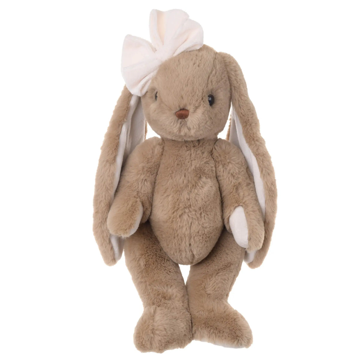 Gabrielle gosedjur kanin från Bukowski Design 40 cm i beige/taupe med långa öron och stor vit rosett