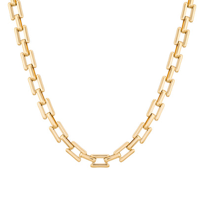 Guldpläterat Chunky Chain halsband med kraftiga rektangulära länkar i rostfritt stål.