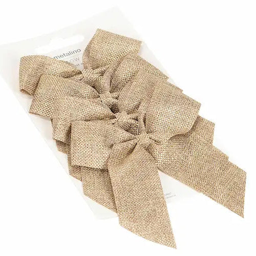 Dekorationsrosetter Metalino i guld med linneliknande struktur, 4-pack