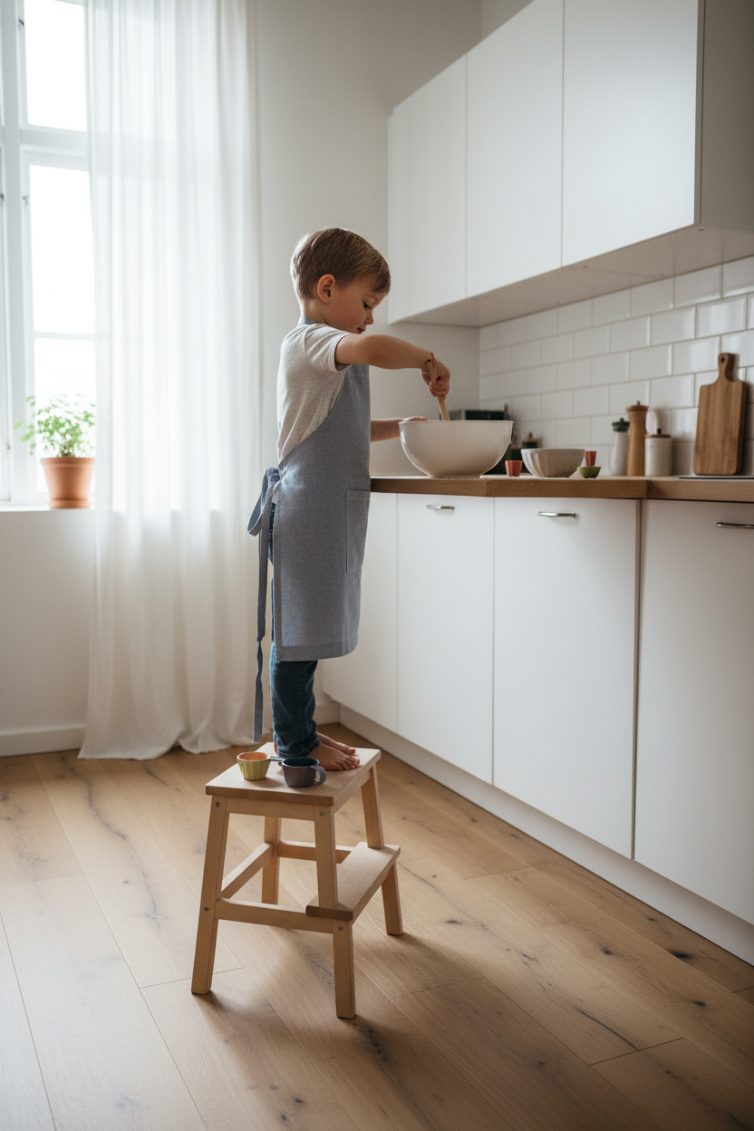 Förkläde HEDVIG BARN avtorkningsbart gråblå
