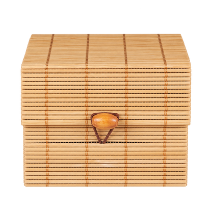 Liten förvaringsbox i bambu med lock, 10 × 10 × 8 cm