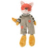Foxy gosedjur räv 25 cm med orange päls, randig tröja och grå hängselbyxor