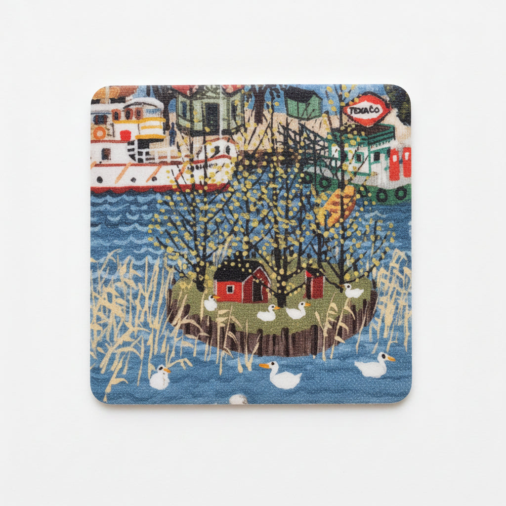 Glasunderlägg MARIEFRED SMÅBÅTSHAMNEN Harry Karlsson 4-pack 9x9cm