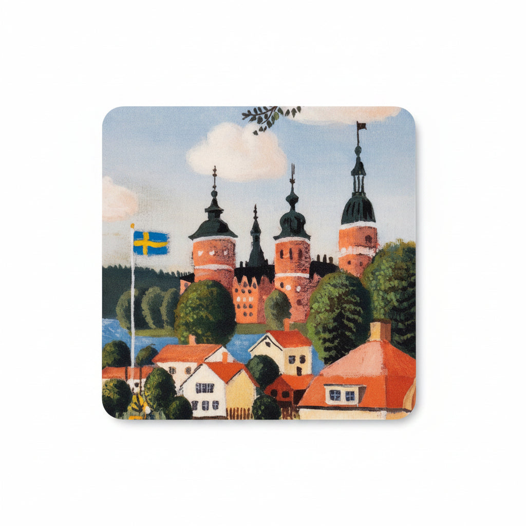 Glasunderlägg MARIEFRED SMÅBÅTSHAMNEN Harry Karlsson 4-pack 9x9cm