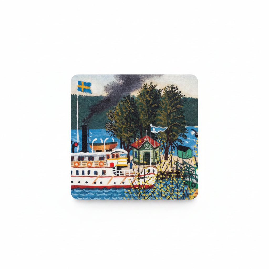 Glasunderlägg MARIEFRED SMÅBÅTSHAMNEN Harry Karlsson 4-pack 9x9cm