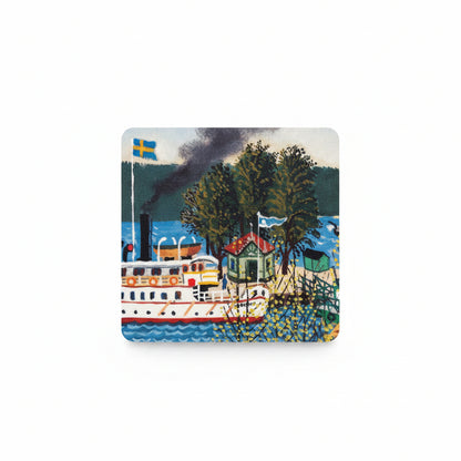 Glasunderlägg MARIEFRED SMÅBÅTSHAMNEN Harry Karlsson 4-pack 9x9cm